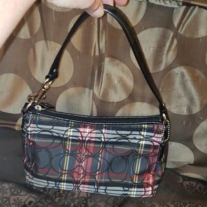 COACH black and red tartan holiday handbag